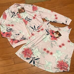 NWT IMAN 2 piece Light Pink sleeveless blouse with front zipper light jacket